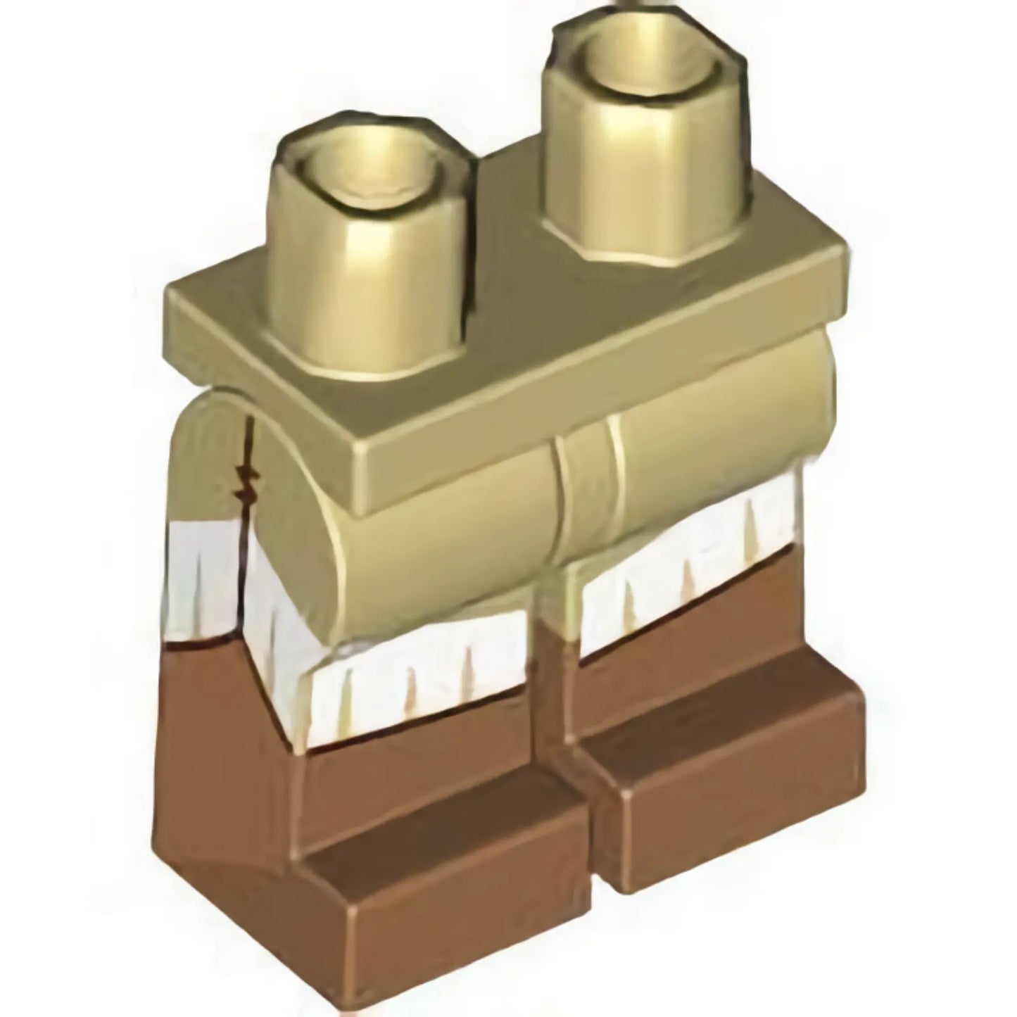 Part 970c00pb1487 - Hips and Legs with Molded Medium Nougat Lower Legs / Boots and Printed Tan Dress End with White Frills Pattern