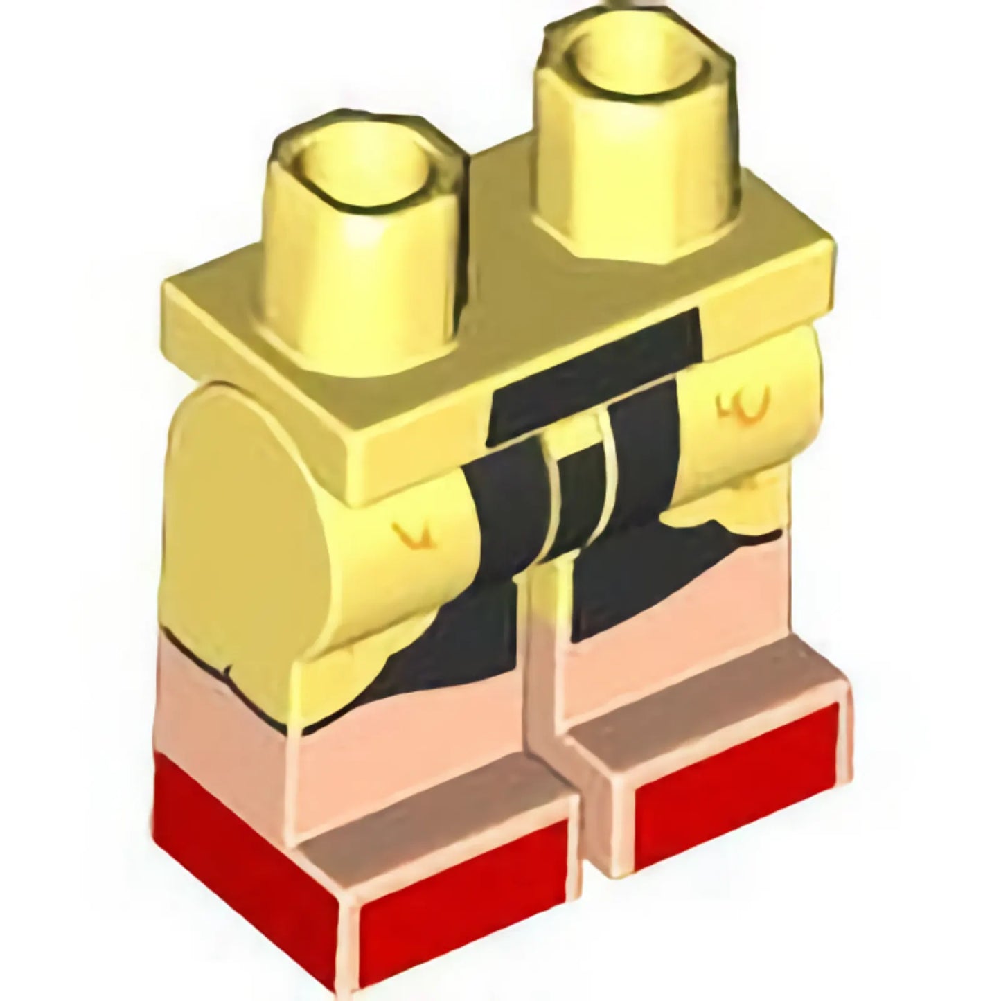 Part 970c00pb1488 - Hips and Legs with Molded Light Nougat Lower Legs / Boots and Printed Coat with Bright Light Orange Swirls / Fur over Black Dress and Red Shoes Pattern