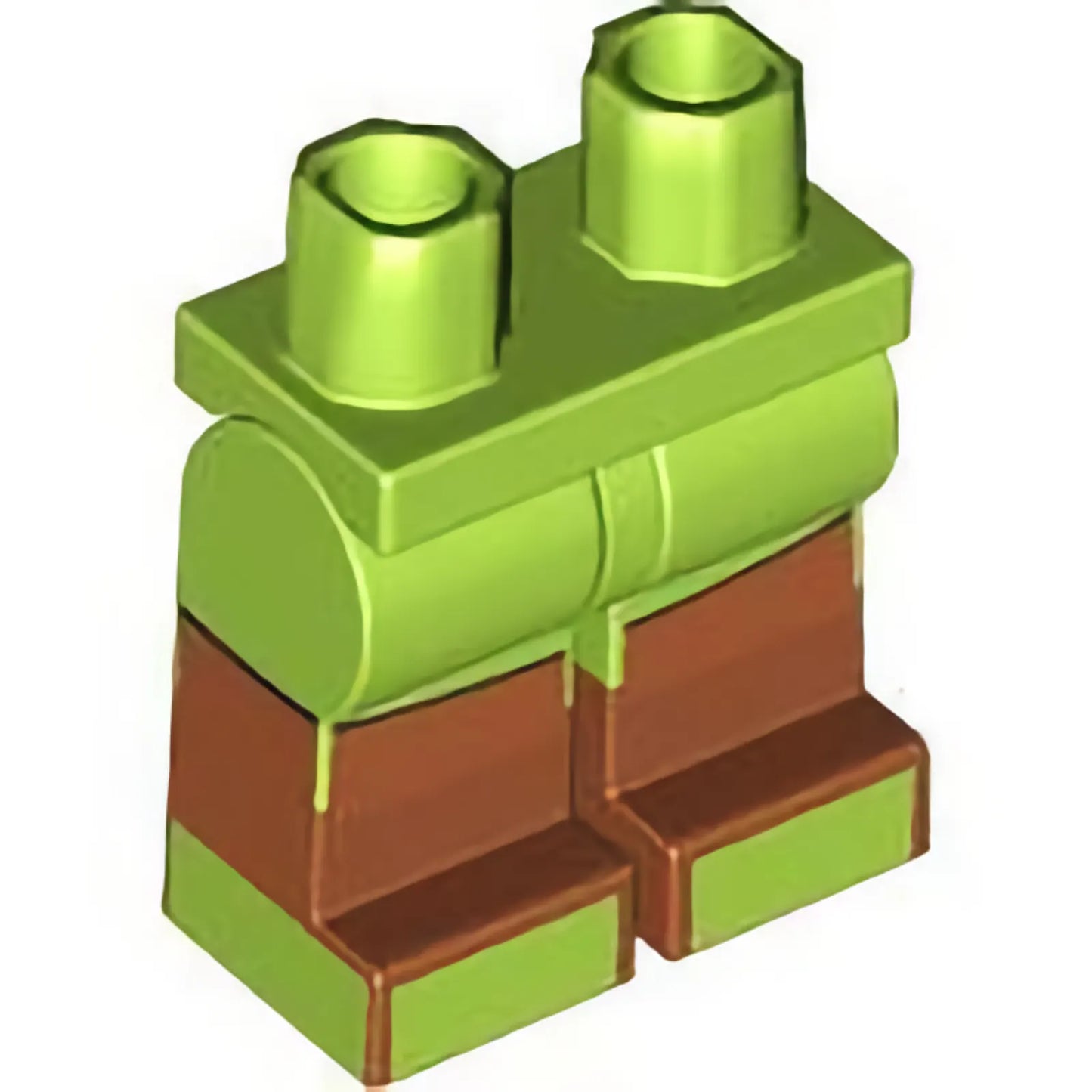 Part 970c00pb1489 - Hips and Legs with Molded Dark Orange Lower Legs / Boots and Printed Lime Shoes and Black Outlined Shirt Ends Pattern