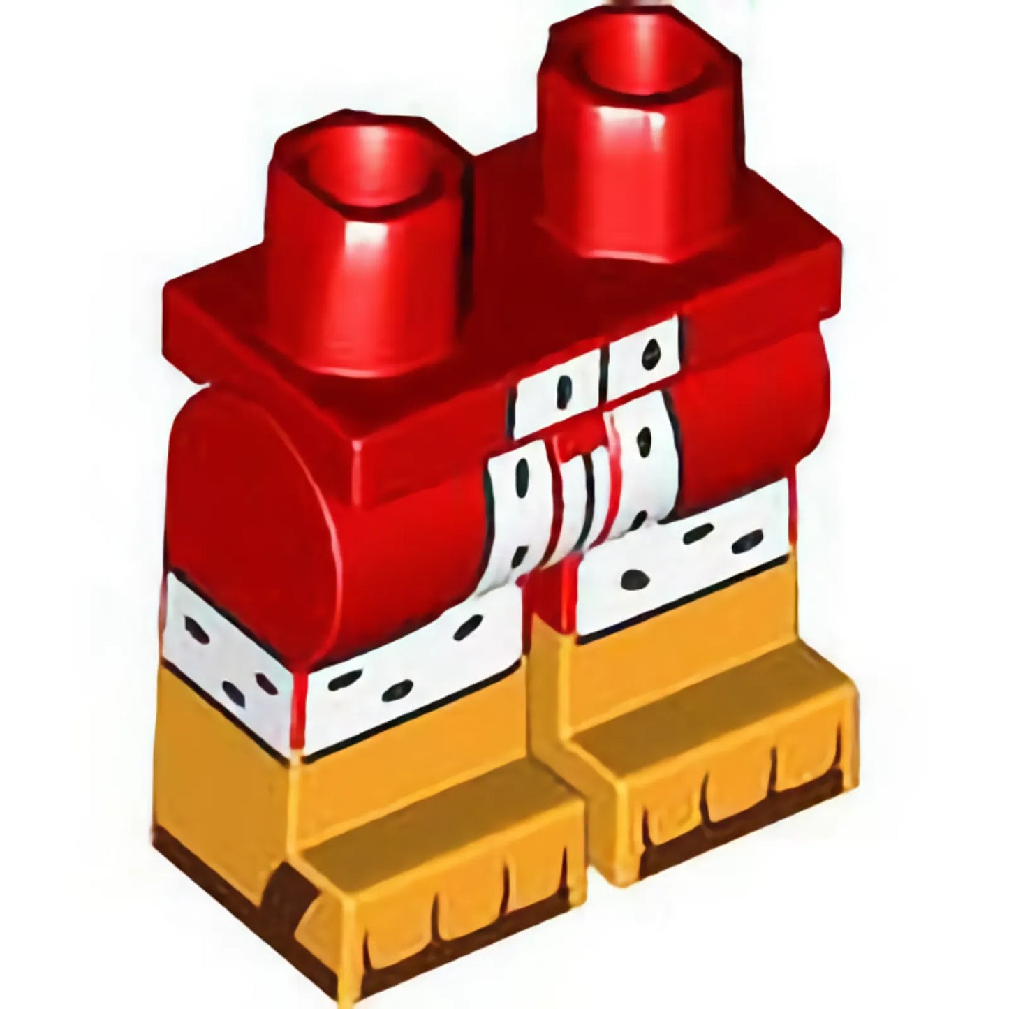 Part 970c00pb1490 - Hips and Legs with Molded Bright Light Orange Lower Legs / Boots and Printed White Coat Trim with Black Spots, Reddish Brown Sandals and Toes Pattern