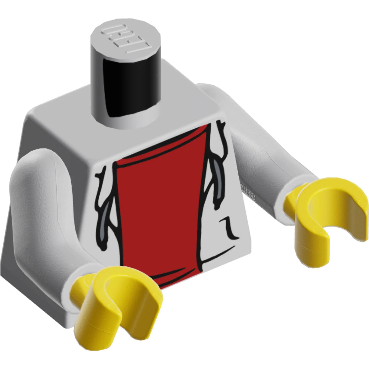 Part 973pb2066c02 - Torso Hooded Sweatshirt Open with Drawstrings over Dark Red Top Pattern / Light Bluish Gray Arms / Yellow Hands