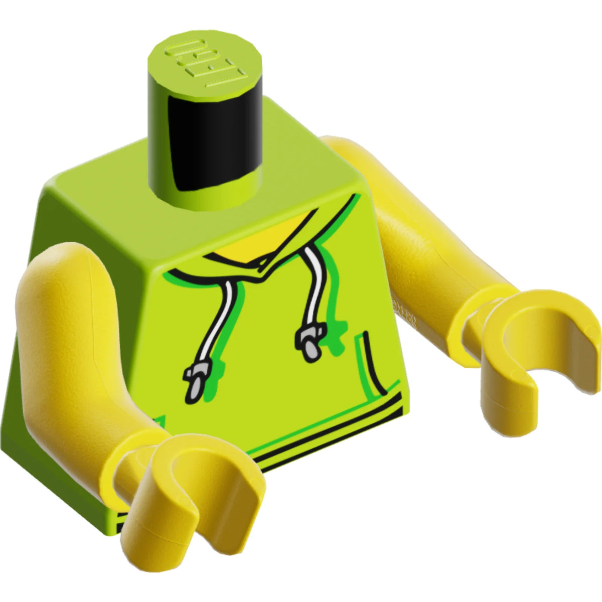 Part 973pb2735c01 - Torso Hoodie with White Drawstrings, Silver Adjusters and Kangaroo Pockets Pattern / Yellow Arms / Yellow Hands
