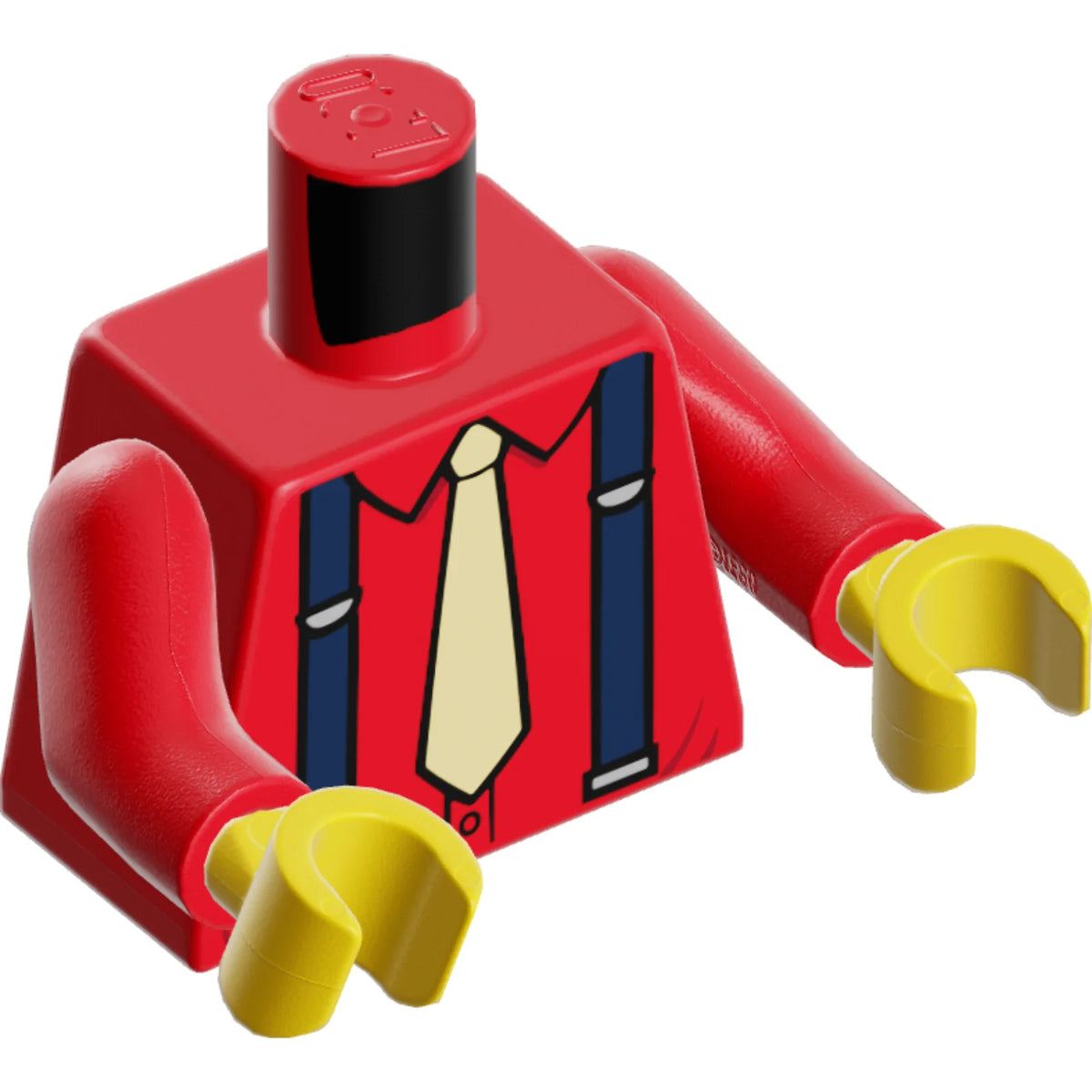 Part 973pb3540c01 - Torso Shirt with Tan Tie and Dark Blue Suspenders Pattern / Red Arms / Yellow Hands