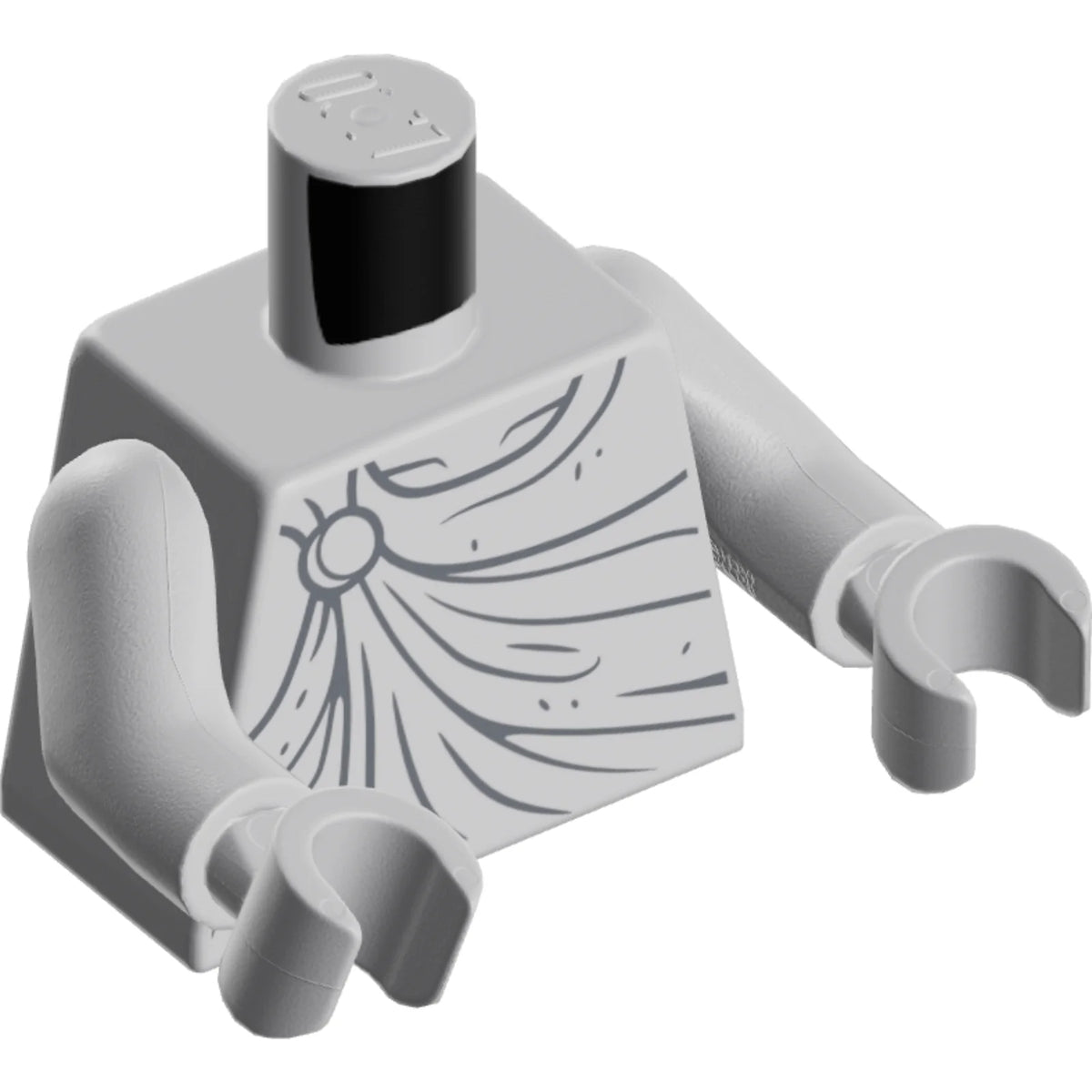 Part 973pb5107c01 - Torso Statue Robe with Dark Bluish Gray Gather Lines, Wrinkles, and Clasp at Right Shoulder Pattern / Light Bluish Gray Arms / Light Bluish Gray Hands