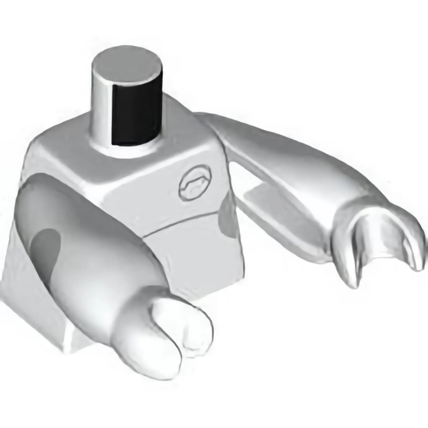 Teil 973pb5168c01 – Torso mit hellbläulich-grauen Halbkreisen, geschwungener Linie und Zugangsöffnungsmuster / Lange, gerade weiße Arme mit festen Händen mit Kreismuster