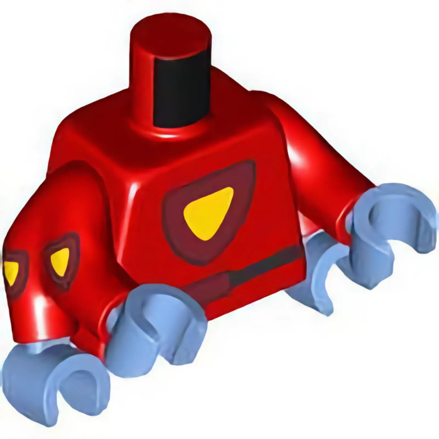 Teil 973pb5176c01 – Torso: Gelber und dunkelroter dreieckiger Schild mit schwarzer Kontur, Gürtel, mittelblaue Rückenflossen auf dem Rückenmuster / Rote Doppelarme mit Schildmuster / mittelblaue Hände