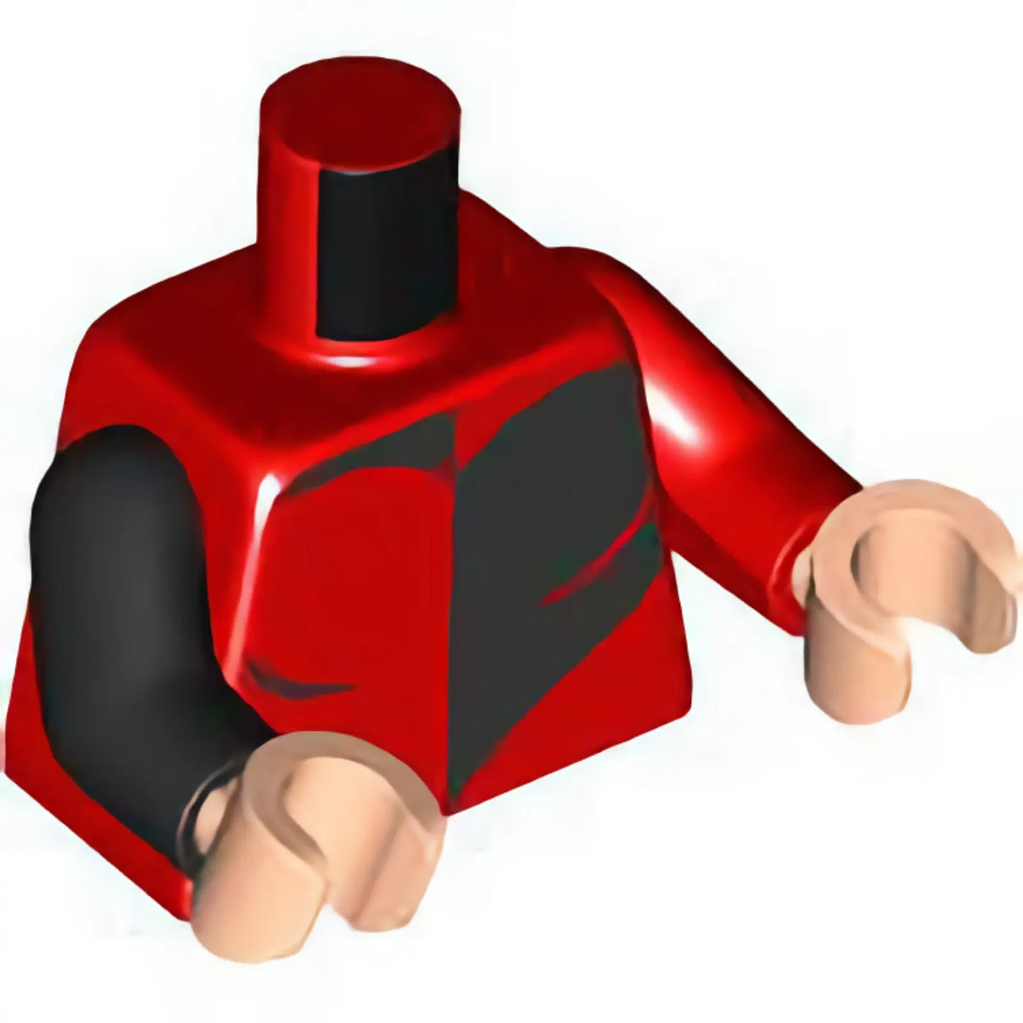 Part 973pb5186c01 - Torso with Black Half Heart and Sections Pattern / Red Arm Left / Black Arm Right / Light Nougat Hands
