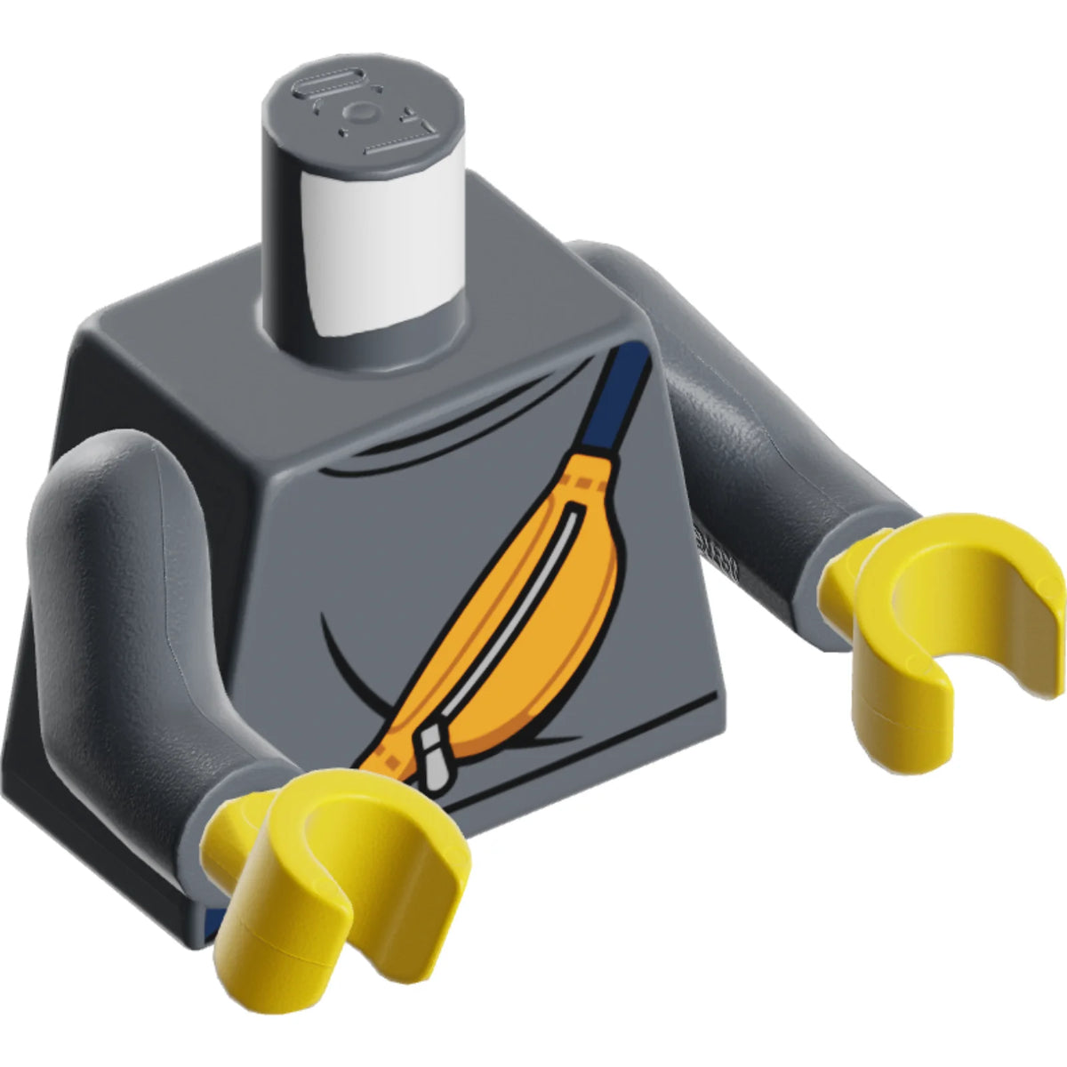Part 973pb5423c01 - Torso Sweater and Orange Sling Bag with Dark Blue Strap and Silver Zipper Pattern / Dark Bluish Gray Arms / Yellow Hands