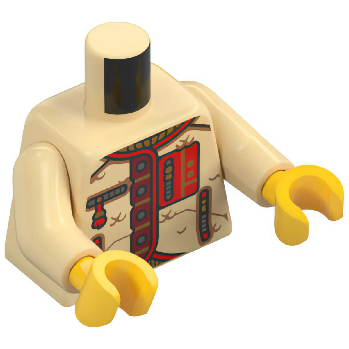 Part 973pb5486c01 - Torso Jacket with Red Trim and Patch, Dark Red Button Panel, and Silver and Gold Zippers Pattern / Tan Arms / Yellow Hands