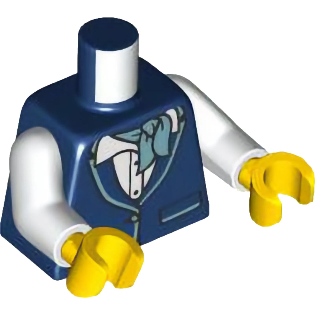 Part 973pb6442c01 - Torso Vest with Pockets, Metallic Light Blue Neckerchief, Button and Trim, White Shirt Pattern / White Arms / Yellow Hands