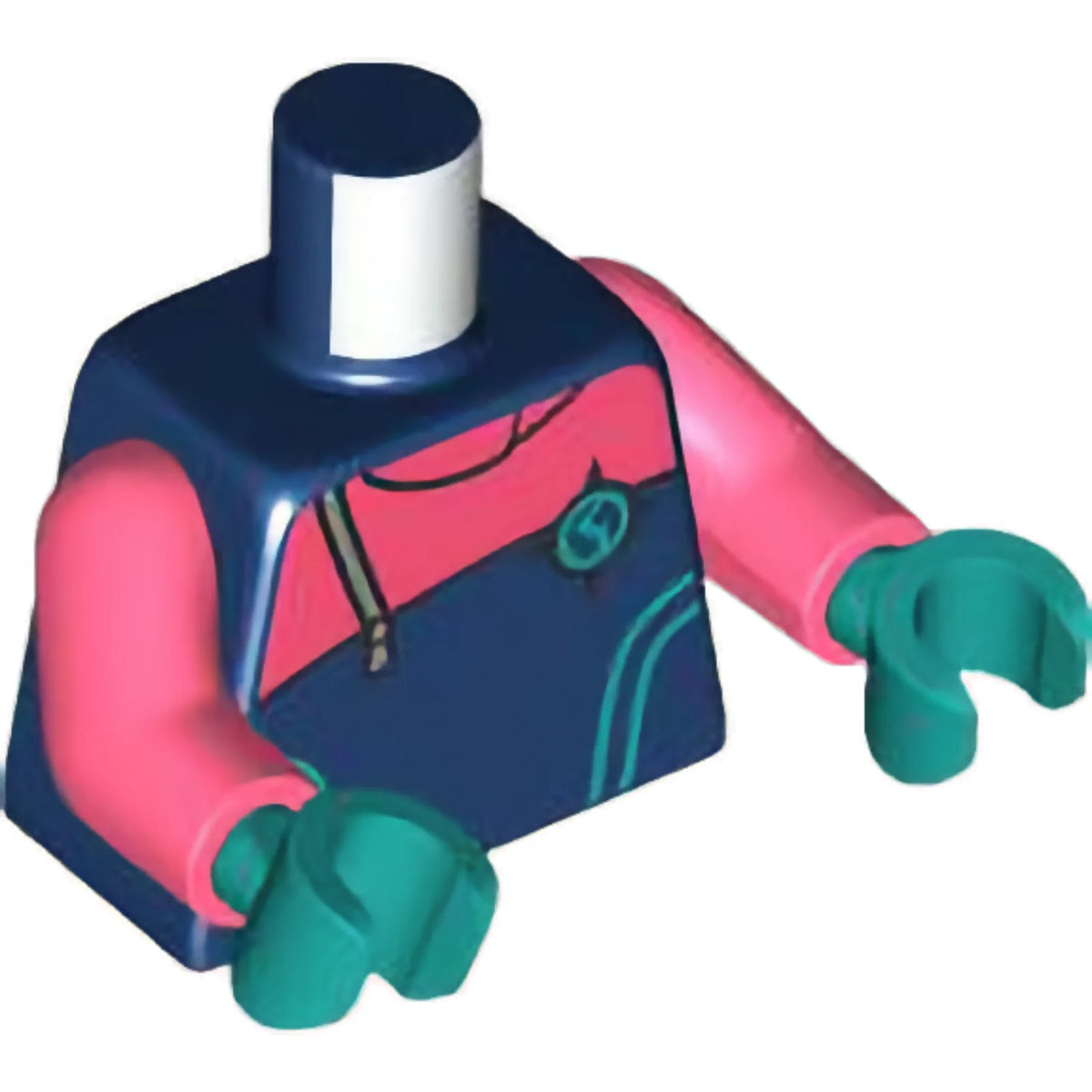 Part 973pb6554c01 - Torso Wetsuit, Coral Shoulders, Silver Zipper, Dark Turquoise Stripes, Arctic Explorer Logo Pattern / Coral Arms / Dark Turquoise Hands