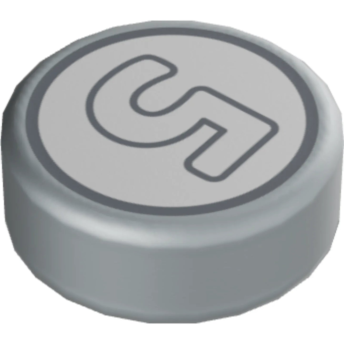 Part 98138pb174 - Tile, Round 1 x 1 with Dark Bluish Gray Outlined Number 5 on Silver Background Coin Pattern