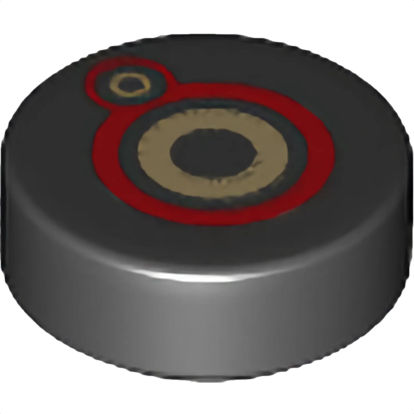 Part 98138pb297 - Tile, Round 1 x 1 with Black, Red and Tan Circles Pattern (Monster Eyes)