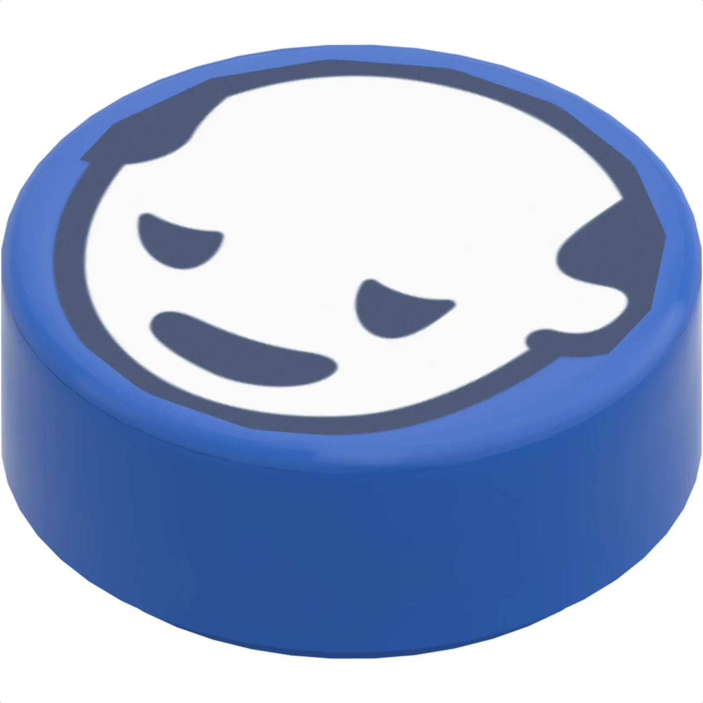 Part 98138pb356 - Tile, Round 1 x 1 with White Head with Dark Blue Eyes and Mouth Pattern
