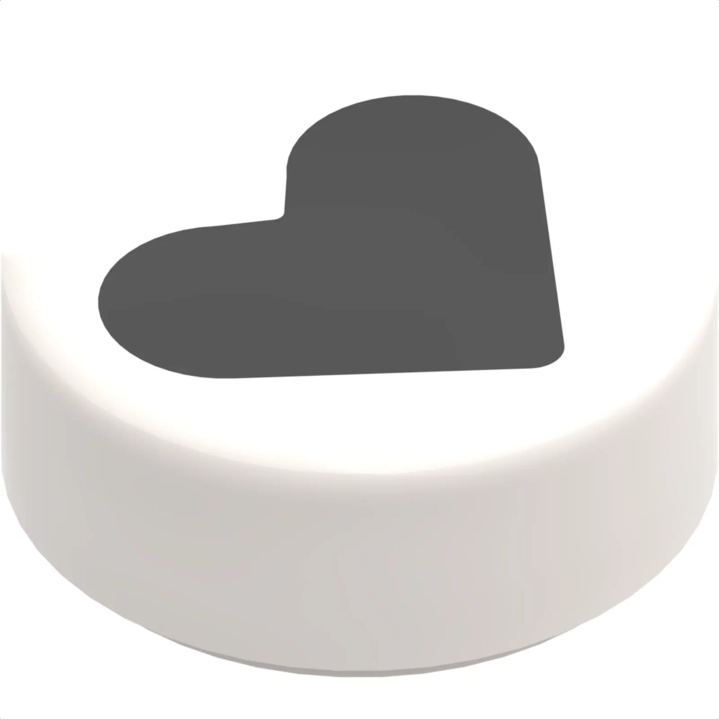 Part 98138pb362 - Tile, Round 1 x 1 with Black Heart Pattern