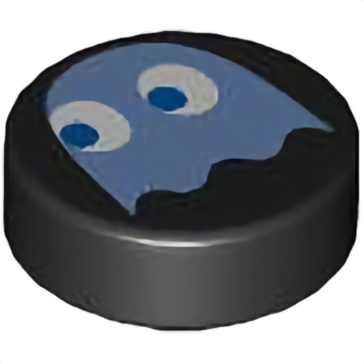 Part 98138pb374 - Tile, Round 1 x 1 with Medium Blue PAC-MAN Ghost with Blue Eyes Pattern (Inky)