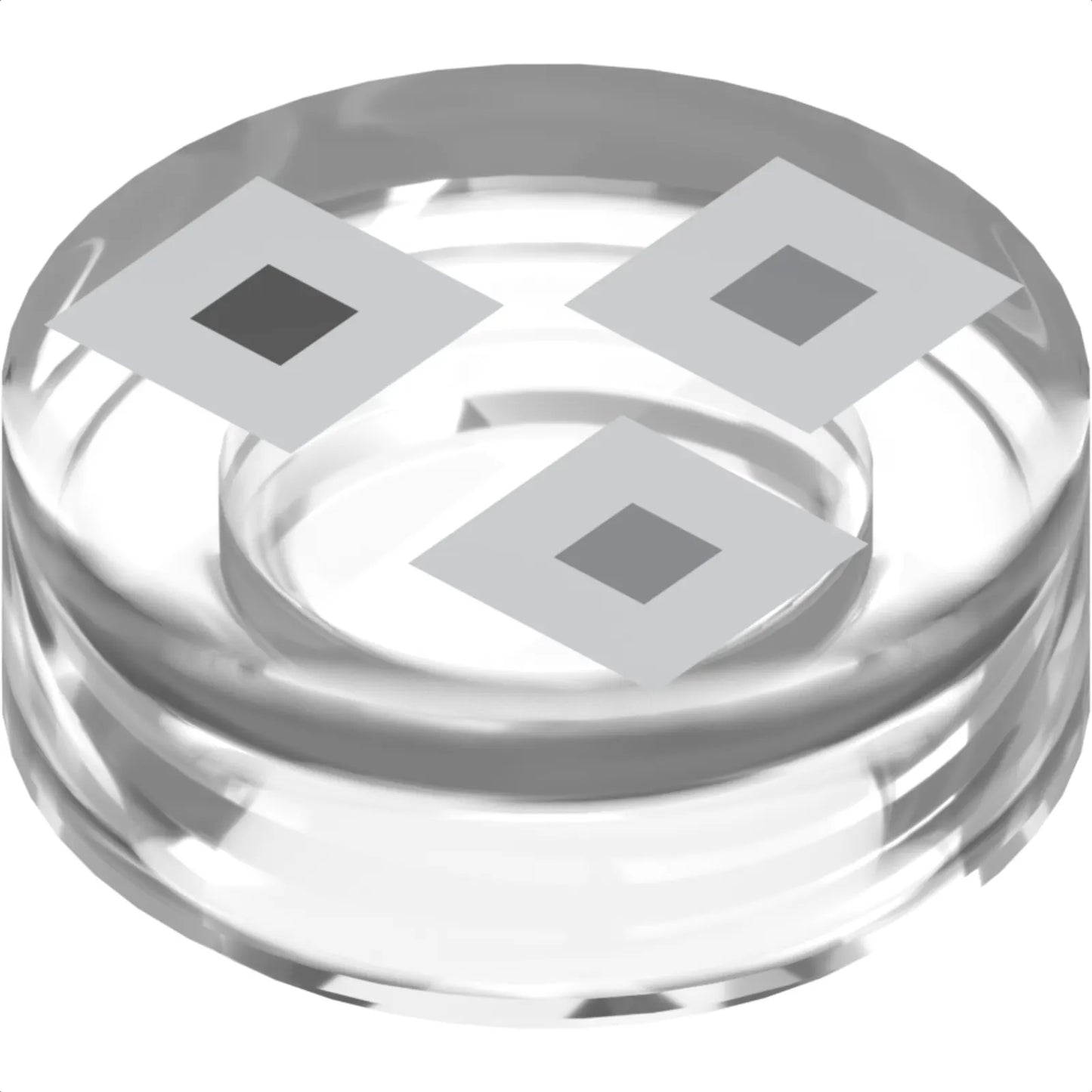 Part 98138pb384 - Tile, Round 1 x 1 with Pixelated White Squares with Black and Dark Bluish Gray Centers Pattern (Minecraft Frogspawn)