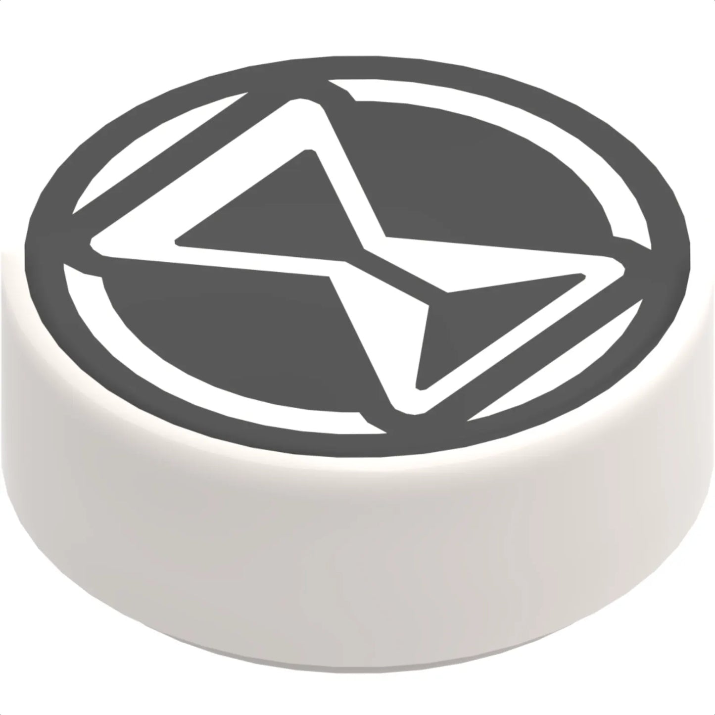 Part 98138pb387 - Tile, Round 1 x 1 with Black Hourglass and Circle Pattern