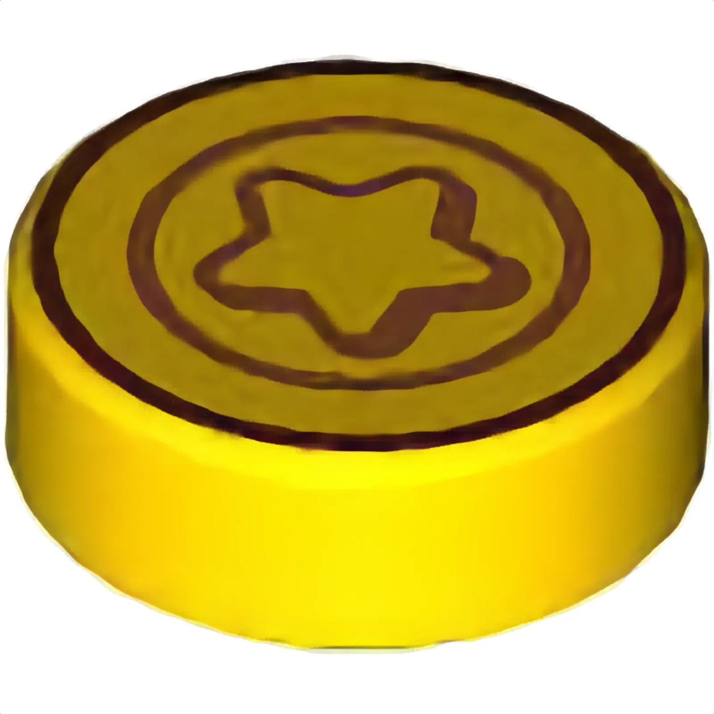 Part 98138pb401 - Tile, Round 1 x 1 with Dark Orange and Medium Nougat Star and Concentric Circles Pattern (Animal Crossing Bell)