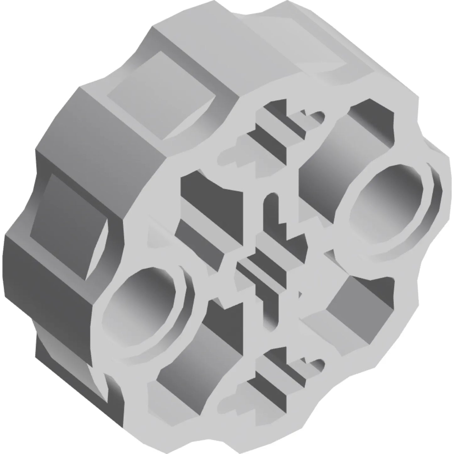 Part 98585 - Technic, Axle Connector Block Round with 2 Pin Holes and 3 Axle Holes (Hero Factory Weapon Barrel)