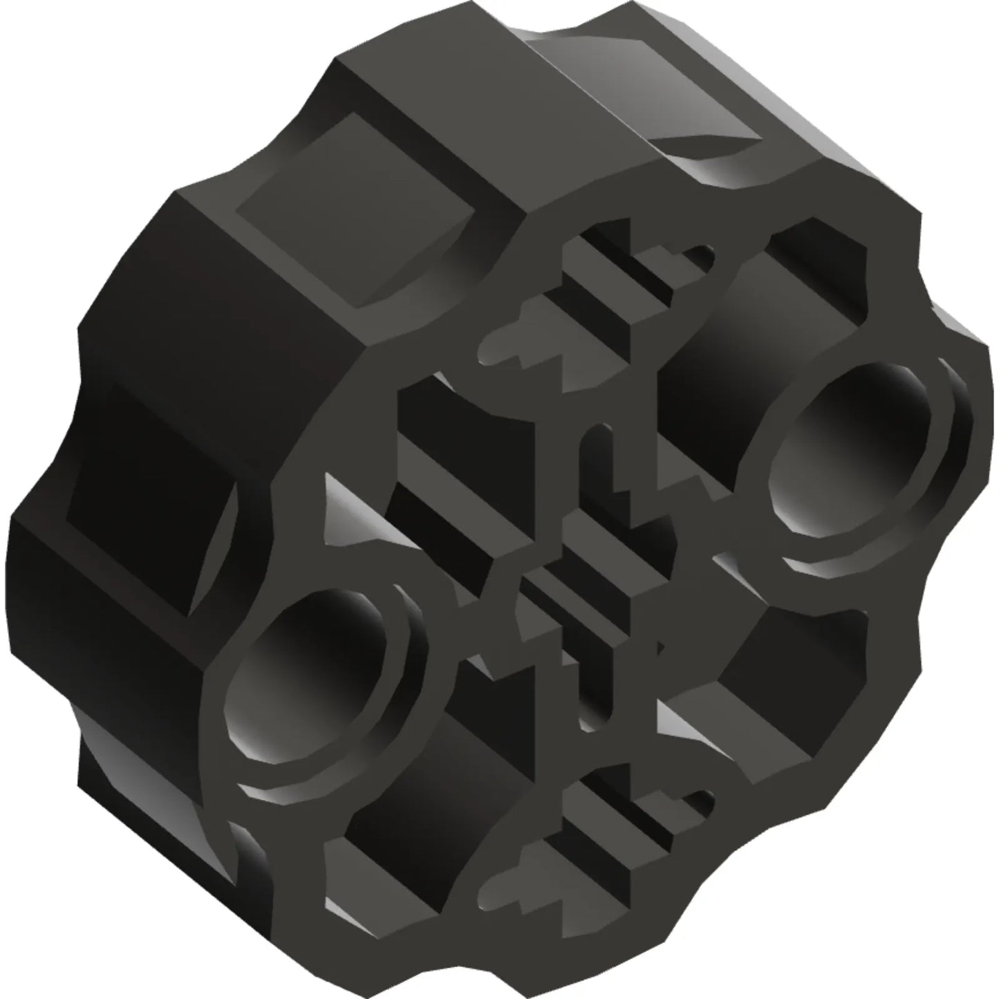 Part 98585 - Technic, Axle Connector Block Round with 2 Pin Holes and 3 Axle Holes (Hero Factory Weapon Barrel)