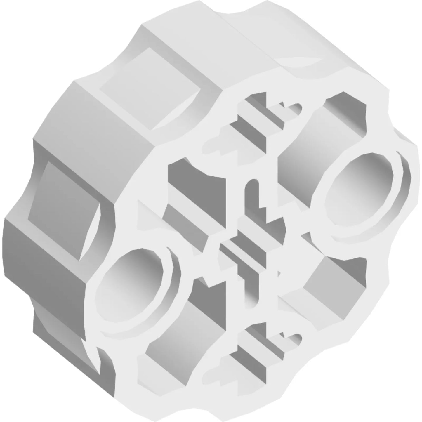 Part 98585 - Technic, Axle Connector Block Round with 2 Pin Holes and 3 Axle Holes (Hero Factory Weapon Barrel)