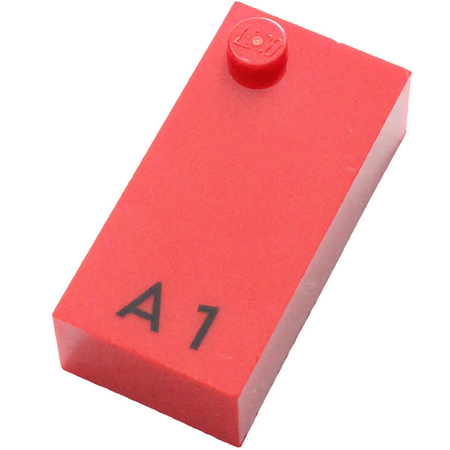 Part 60189pb01 - Brick, Braille 2 x 4 with 1 Stud with Black Capital Letter A / Number 1 Pattern (dots-1 ⠁) (English)