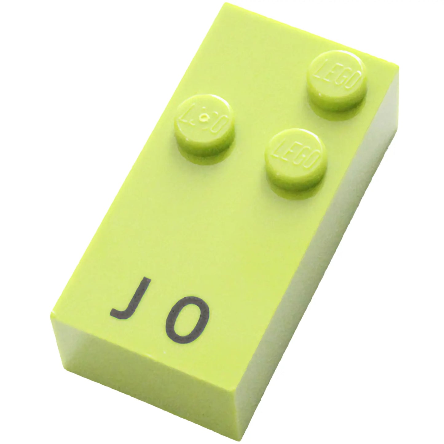 Part 60224pb01 - Brick, Braille 2 x 4 with 3 Studs with Black Capital Letter J / Number 0 Pattern (dots-245 ⠚) (English)
