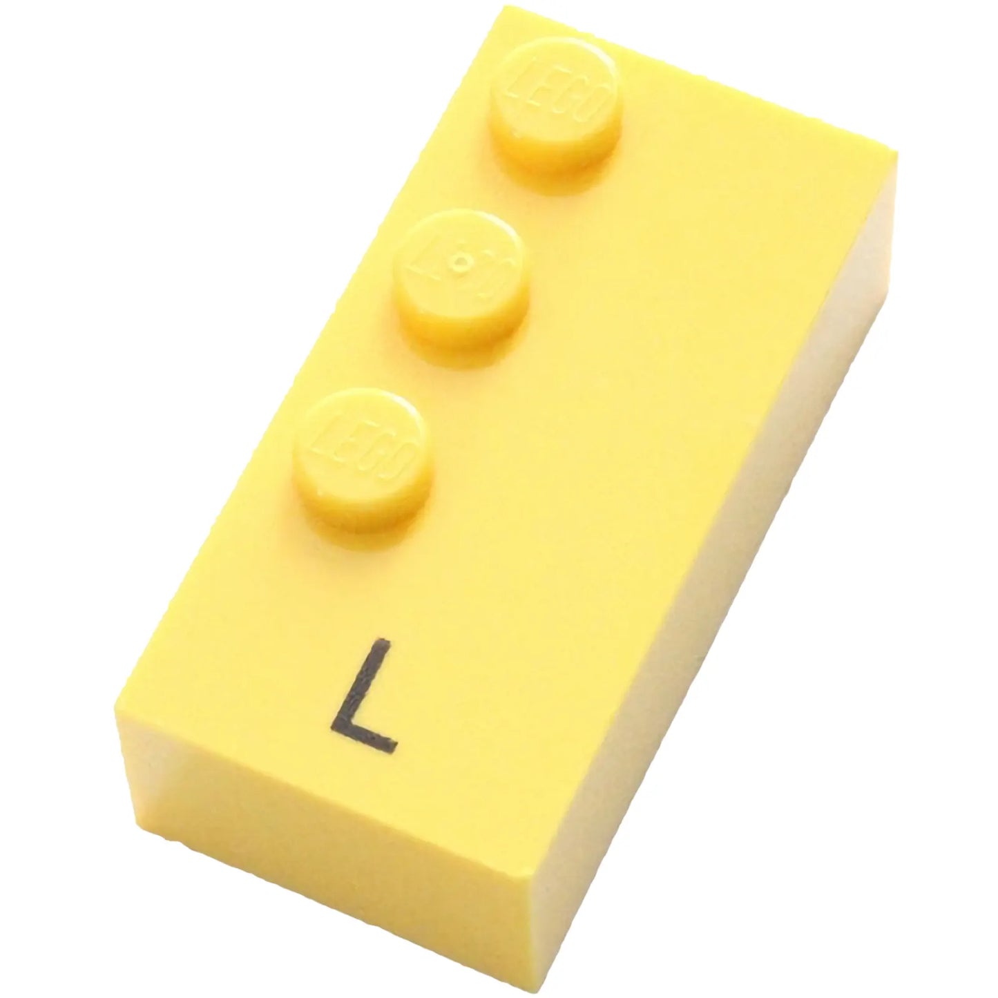 Part 60226pb01 - Brick, Braille 2 x 4 with 3 Studs with Black Capital Letter L Pattern (dots-123 ⠇)