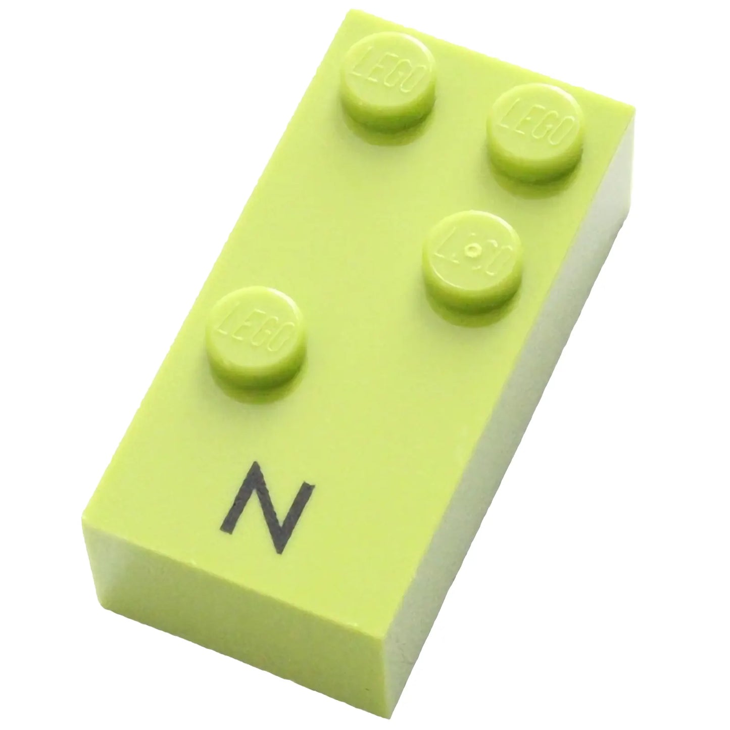 Part 60228pb01 - Brick, Braille 2 x 4 with 4 Studs with Black Capital Letter N Pattern (dots-1345 ⠝)