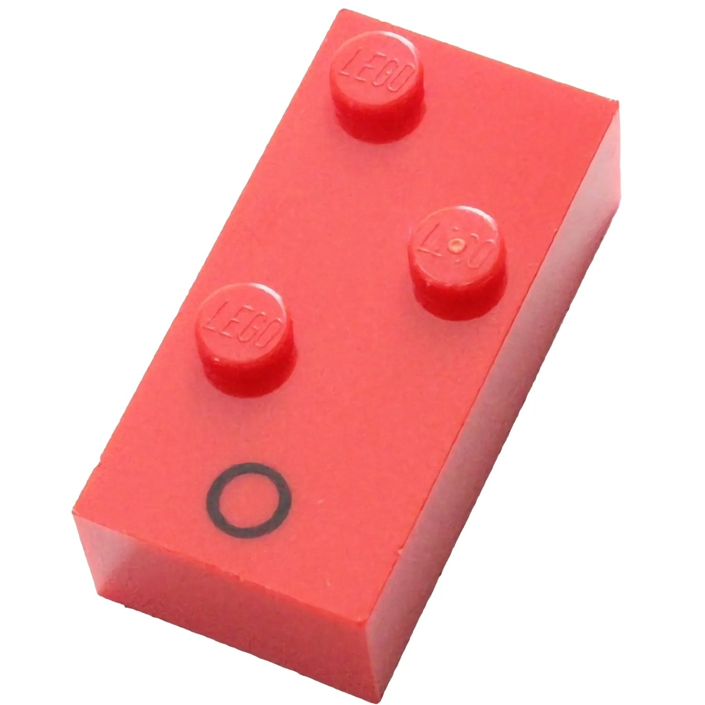 Part 60229pb01 - Brick, Braille 2 x 4 with 3 Studs with Black Capital Letter O Pattern (dots-135 ⠕)