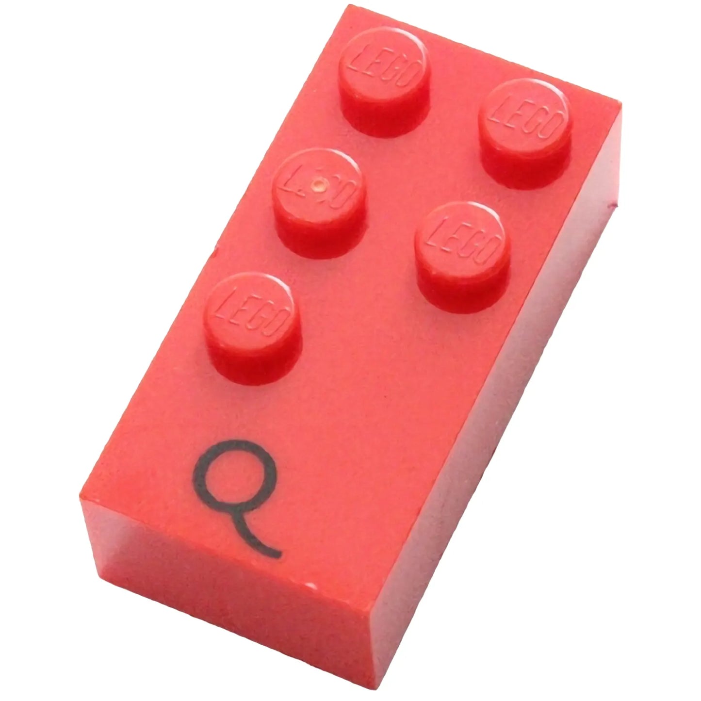 Part 60231pb01 - Brick, Braille 2 x 4 with 5 Studs with Black Capital Letter Q Pattern (dots-12345 ⠟)