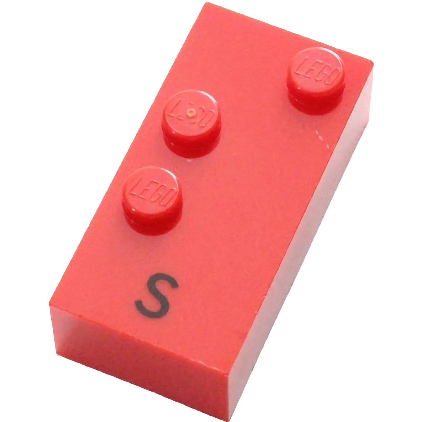 Part 60233pb01 - Brick, Braille 2 x 4 with 3 Studs with Black Capital Letter S Pattern (dots-234 ⠎)