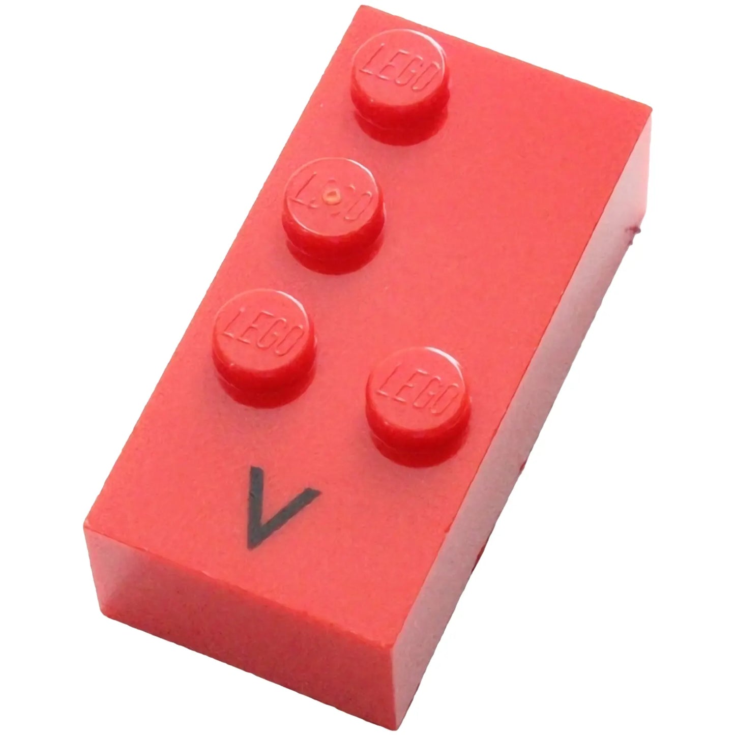 Part 60239pb01 - Brick, Braille 2 x 4 with 4 Studs with Black Capital Letter V Pattern (dots-1236 ⠧)