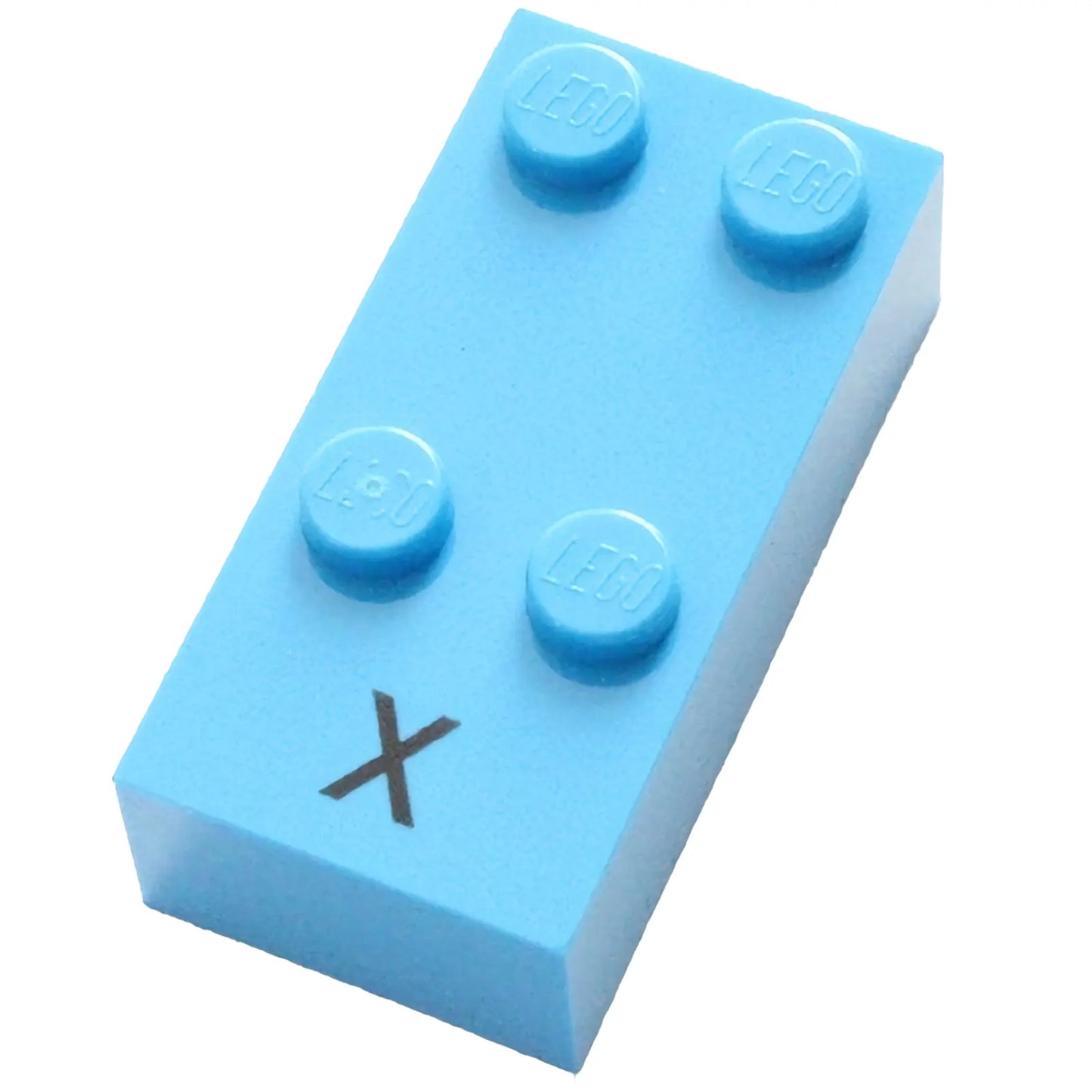 Part 60240pb01 - Brick, Braille 2 x 4 with 4 Studs with Black Capital Letter X Pattern (dots-1346 ⠭)