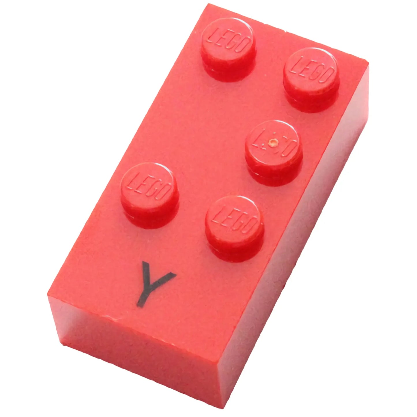 Part 60243pb01 - Brick, Braille 2 x 4 with 5 Studs with Black Capital Letter Y Pattern (dots-13456 ⠽)