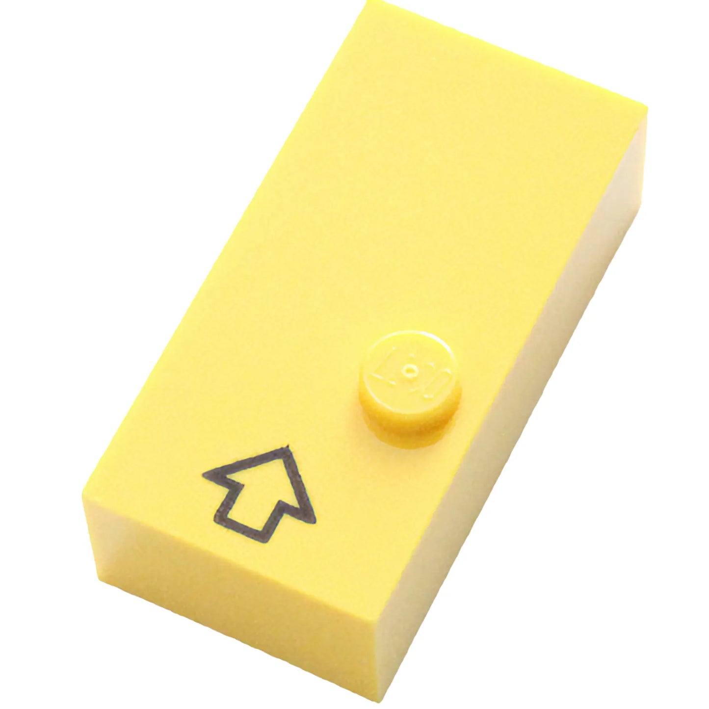Part 65557pb01 - Brick, Braille 2 x 4 with 1 Stud with Black Arrow / Capital Prefix Pattern (dots-6 ⠠) (English)