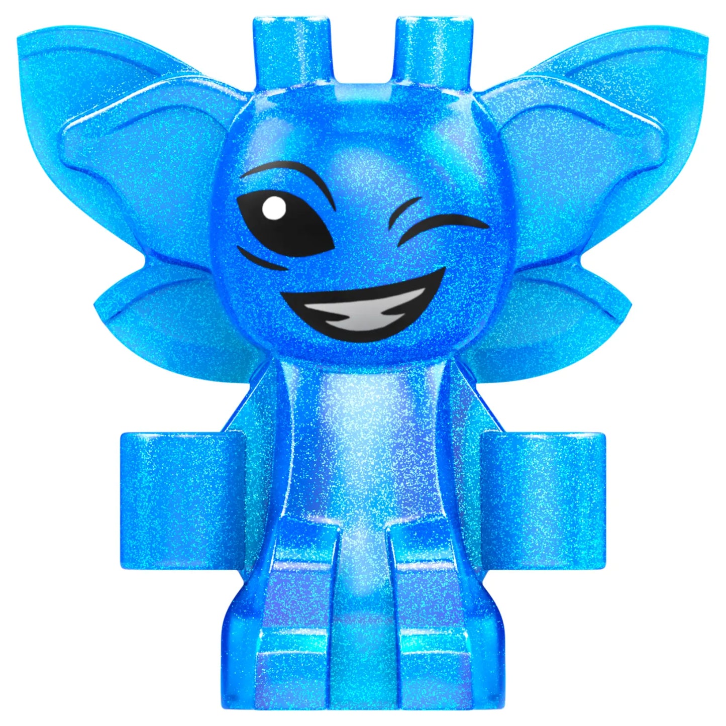 Part bb1278pb02 - Cornish Pixie with Black Eyes, Wink and Lopsided Open Mouth Smile with White Teeth Pattern
