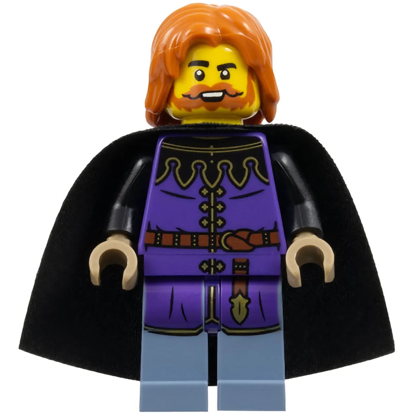Minifig cas588 - Queen's Tax Collector - Dark Purple Surcoat, Sand Blue Legs, Black Cape, Dark Orange Hair