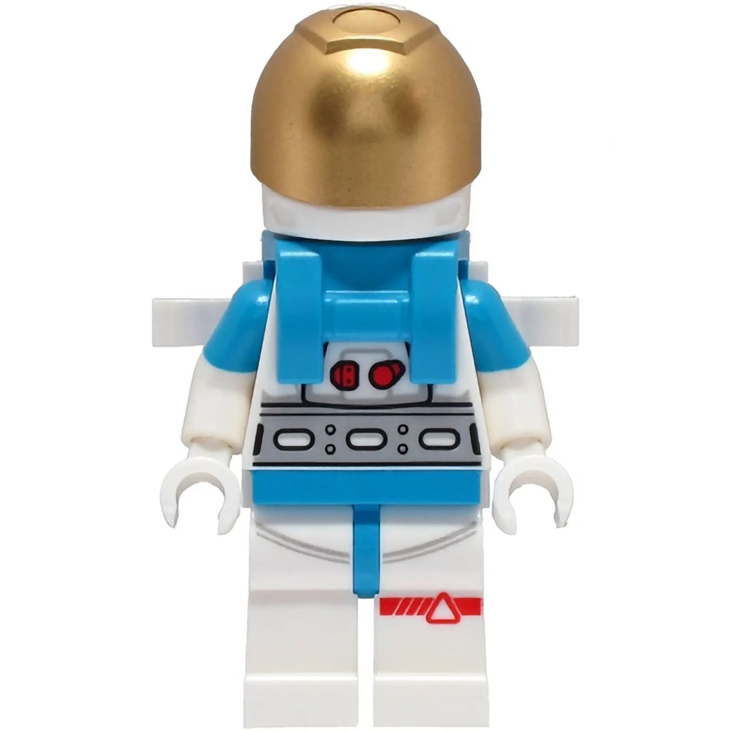 Minifig cty1424 - Lunar Research Astronaut - Male, White and Dark Azure Suit, White Helmet, Metallic Gold Visor, Backpack Clips, Open Mouth Smile