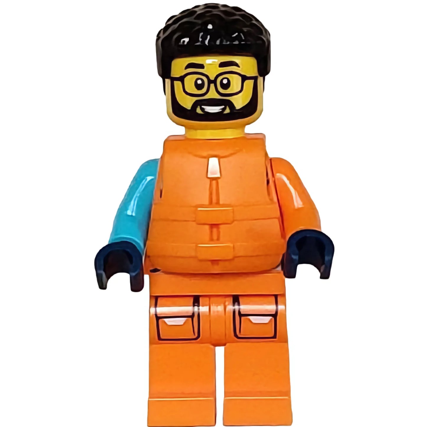 Minifig cty1607 - Arctic Explorer - Male, Shoulder Bag, Glasses, Black Hair, Orange Life Jacket