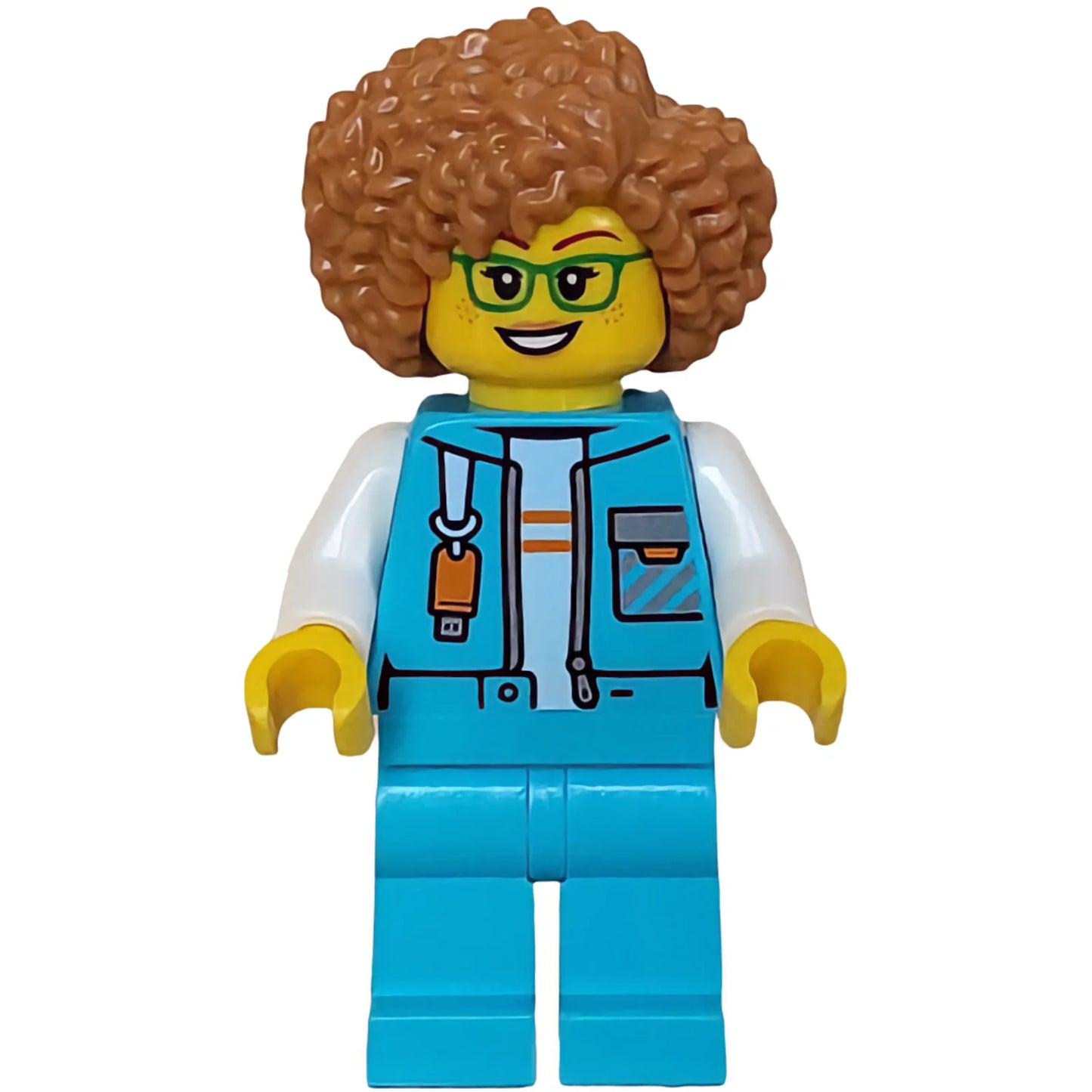Minifig cty1611 - Arctic Explorer Researcher - Female, Medium Azure Jacket with Flash Drive, Medium Azure Legs, Medium Nougat Hair, Glasses