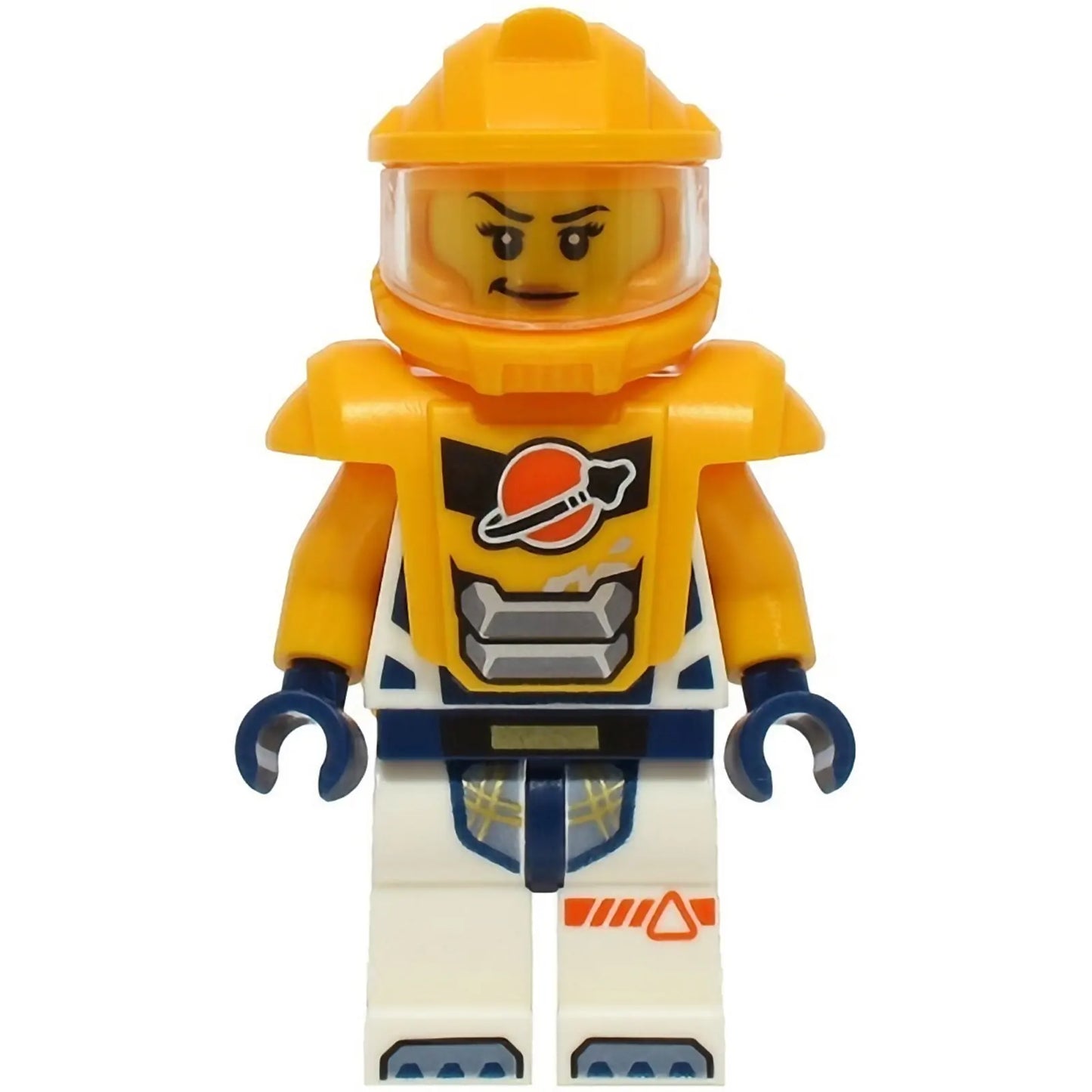 Minifig cty1754 - Astronaut - Female, White Spacesuit with Bright Light Orange Arms, Bright Light Orange Helmet, Bright Light Orange Armor with Ingot