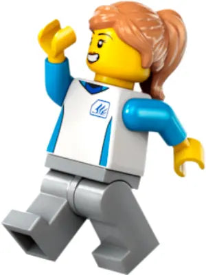 Minifig cty1803 - Robot World Attendant - Female, White Uniform Jersey, Light Bluish Gray Legs, Nougat Hair