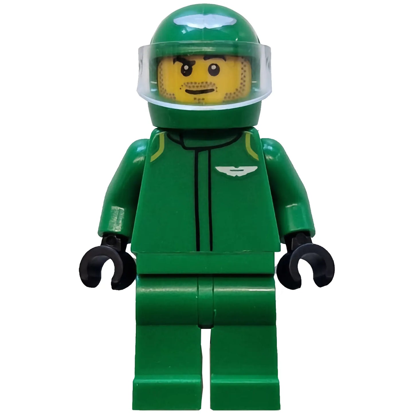 Minifig cty1837 - Formula 1 Driver, Aston Martin - Male, Green Racing Suit and Helmet, Trans-Clear Visor