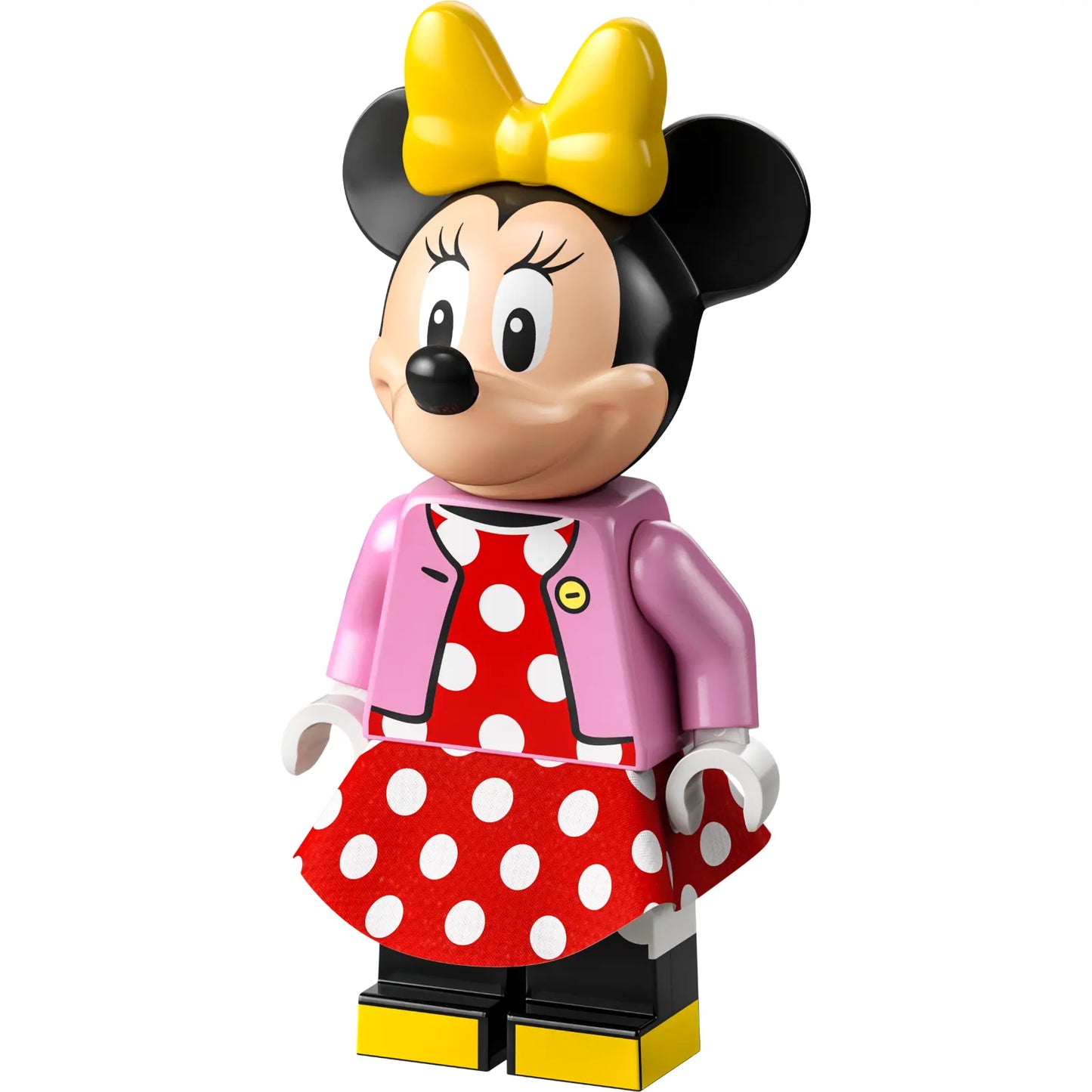Minifig dis089 - Minnie Mouse - Bright Pink Jacket, Red Polka Dot Dress, Yellow Bow
