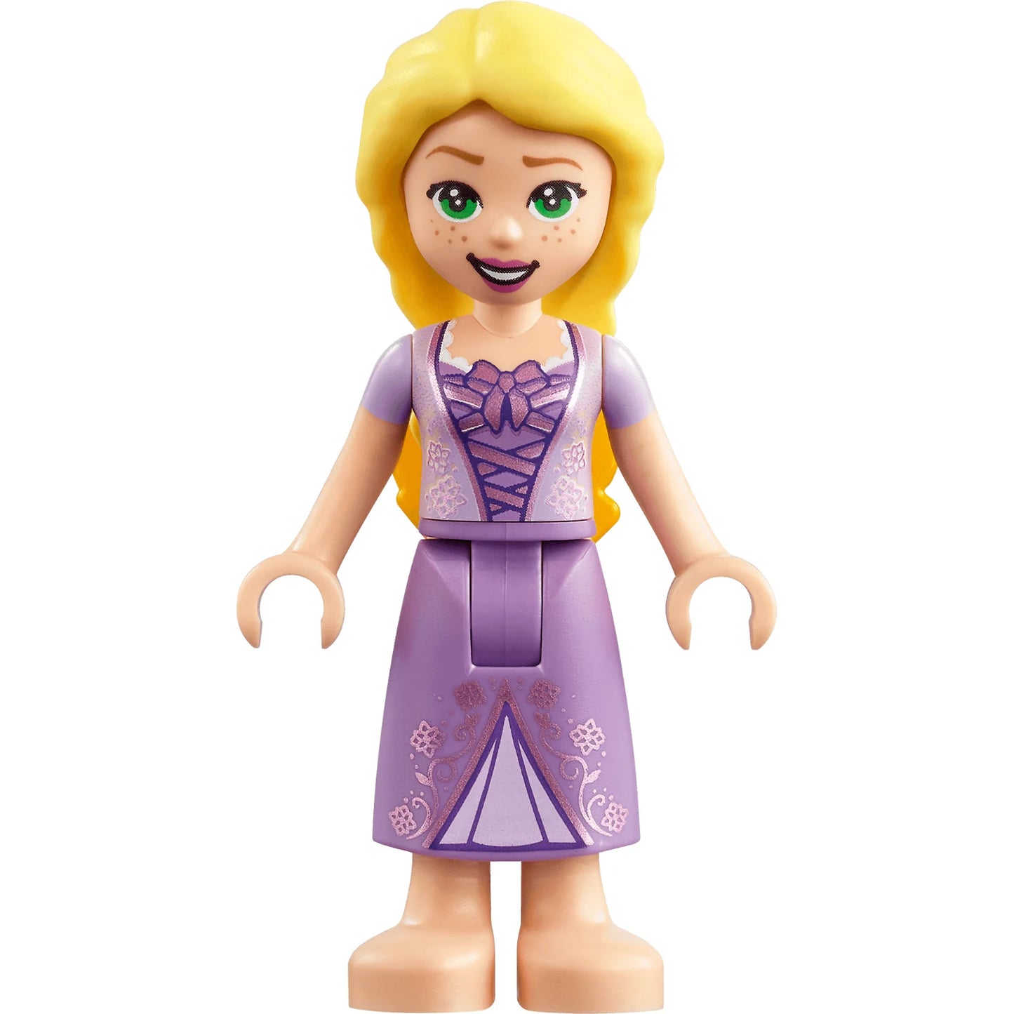 Minifigur dp103 – Rapunzel – Minipuppe, leuchtend orange und magentafarbene Schleifen
