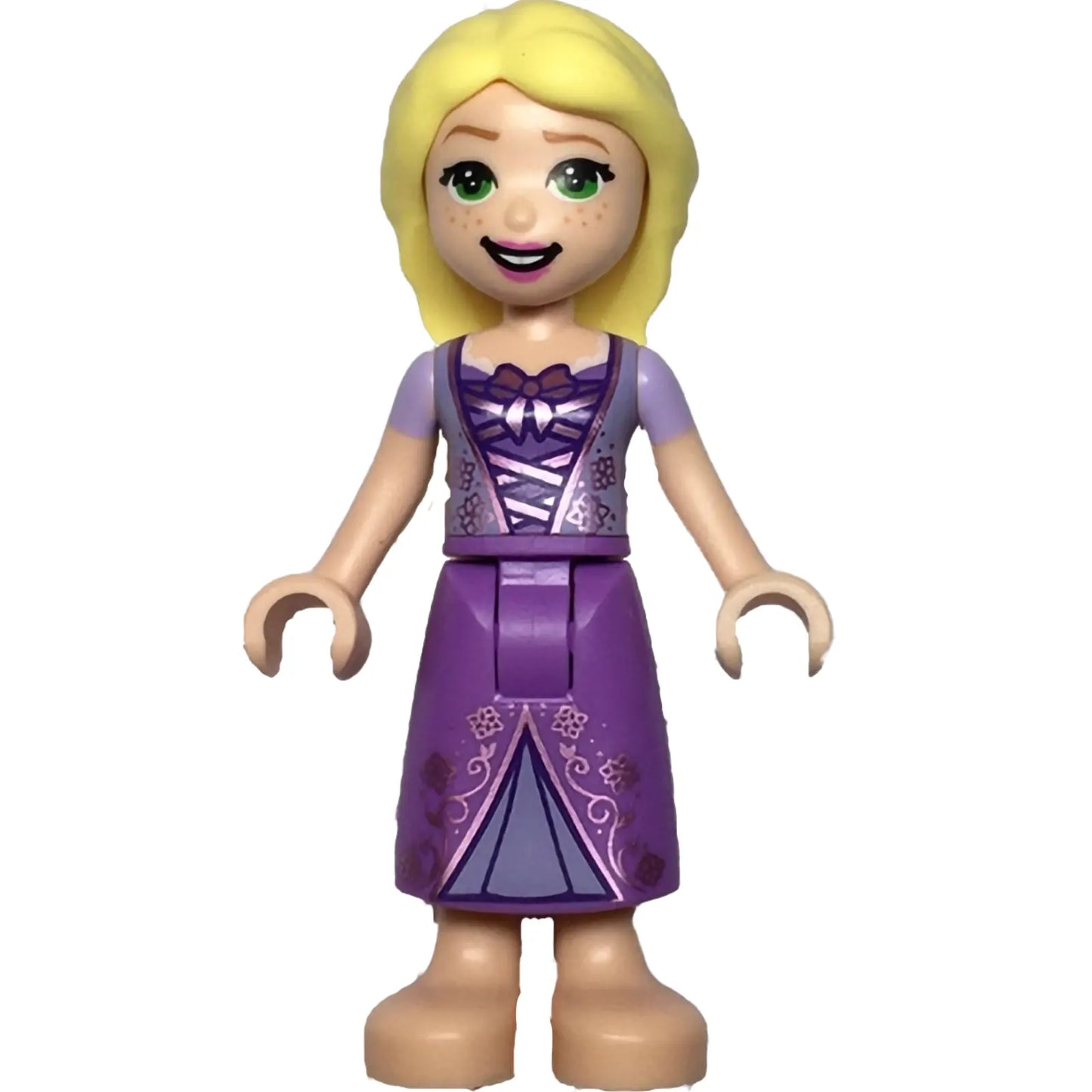 Minifigur dp133 – Rapunzel – Minipuppe, metallisch-rosa Spitzenkleid
