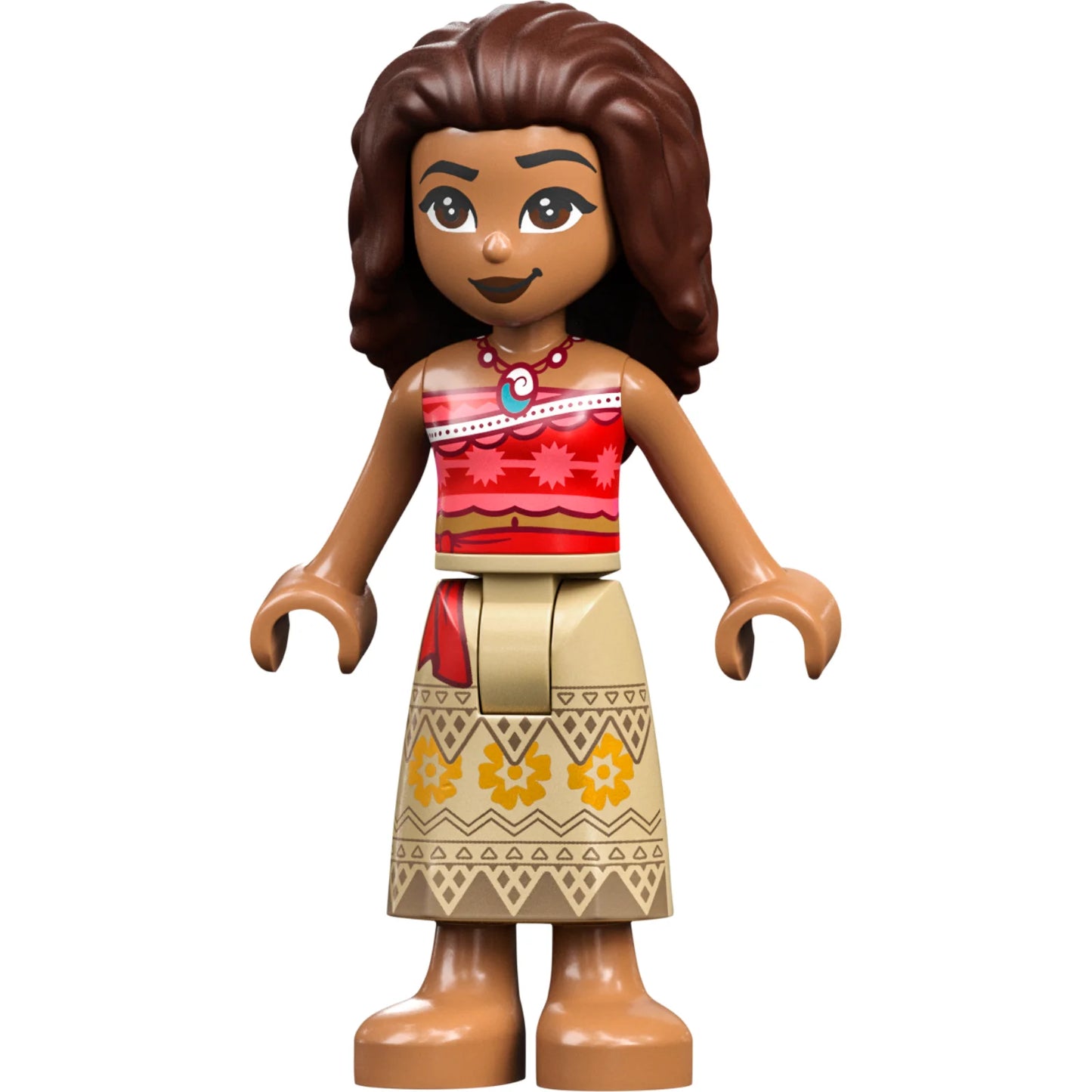 Minifig dp163 – Moana – Minipuppe, bedruckter Rock, dunkelbraunes Haar