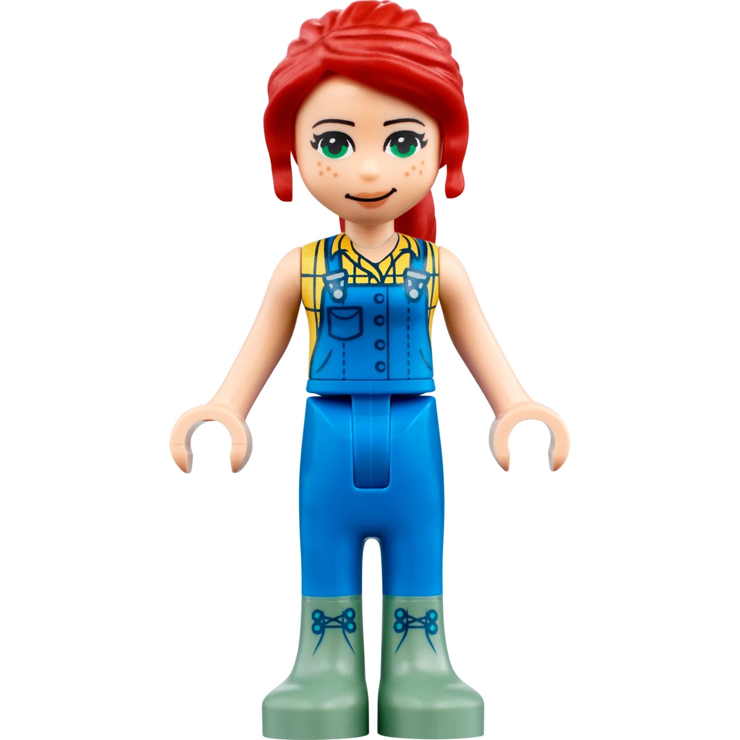 Minifig frnd497 - Friends Mia - Blue Overalls, Yellow Blouse and Sand Green Boots